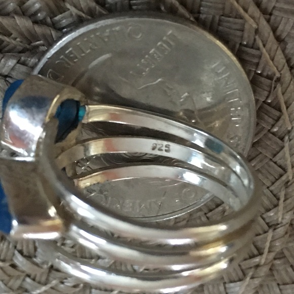 Blue Rough Cut 3 Stones Silver Ring - Picture 4 of 4